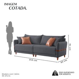 Sofá Living Canela 4 Lugares 245 cm Linho - 3