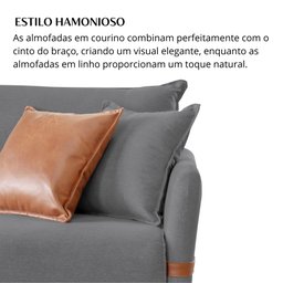 Sofá Living Canela 4 Lugares 245 cm Linho - 9