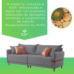Sofá Living Canela 4 Lugares 245 cm Linho - 11