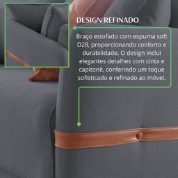 Sofá Living Canela 4 Lugares 245 cm Linho - 7