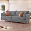 Ver imagem 1 de Sofá Living Canela 4 Lugares 245 cm Linho Cinza/Marrom