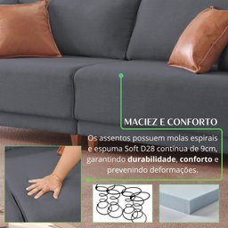 Sofá Living Canela 4 Lugares 245 cm Linho - 4