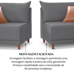 Sofá Living Canela 4 Lugares 245 cm Linho - 8