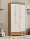 Ver imagem 1 de Guarda Roupa Solteiro Wind 3 Portas com Nichos e Cabideiro - Amendola Touch/ Off White Demóbile