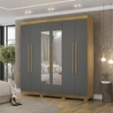 Ver imagem 7 de Guarda Roupa Casal 6 Portas 2g Espelho 218 Cm Nature Alasca Vlr
