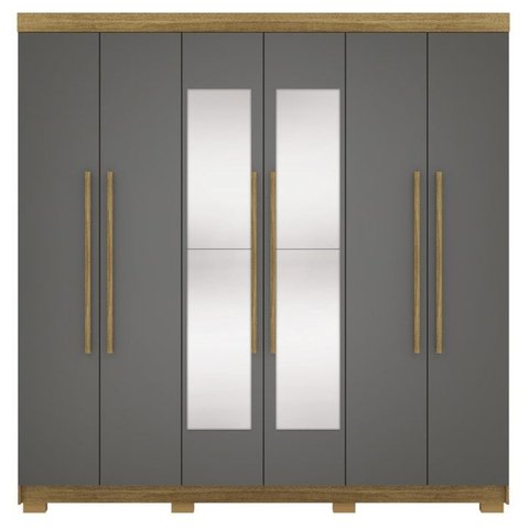 Guarda Roupa Casal 6 Portas 2g Espelho 218 Cm Nature Alasca Vlr