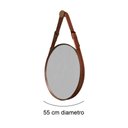 Ver imagem 5 de Espelho Decorativo Redondo com Moldura em Couro 55 cm Cor:Marrom