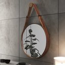 Ver imagem 2 de Espelho Decorativo Redondo com Moldura em Couro 55 cm Cor:Marrom