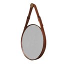 Ver imagem 1 de Espelho Decorativo Redondo com Moldura em Couro 55 cm Cor:Marrom