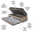 Ver imagem 5 de Bicama Box Baú Solteiro 88x188 Courino Linho Bege com Colchão Dual Firm Ecoflex