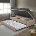 Ver imagem 3 de Bicama Box Baú Solteiro 88x188 Courino Linho Bege com Colchão Dual Firm Ecoflex