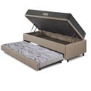 Ver imagem 4 de Bicama Box Baú Solteiro 88x188 Courino Linho Bege com Colchão Dual Firm Ecoflex