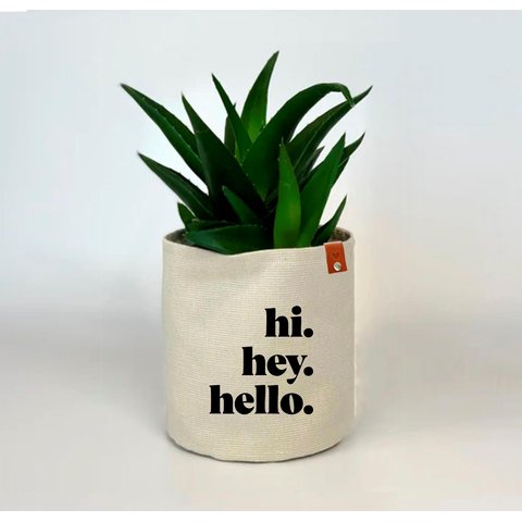 Cachepot Pequeno em Lona de Algodão Estampado, para Casa ou Escritório