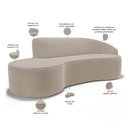Ver imagem 3 de Sofá 3 Lugares Curvo Sala de Estar Living Firenze Direito D02 Veludo Champagne 230 cm C-68 - Lyam