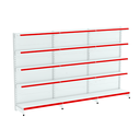 Ver imagem 1 de Kit Gôndola Parede Branca 3,00m de Largura x 1,70m de Altura - Amapá  Vermelho