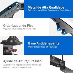 Suporte Monitor Ajustavel 17a 35 Pistao a Gás - Preto Px-h80 - 5