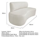 Ver imagem 3 de Sofá Curvo Orgânico 160cm 2 Lugares Linho Antonela Bege