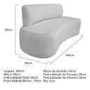 Ver imagem 3 de Sofá Curvo Orgânico 160cm 2 Lugares Linho Antonela Cinza Claro
