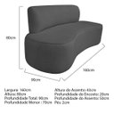 Ver imagem 3 de Sofá Curvo Orgânico 160cm 2 Lugares Linho Antonela Cinza Escuro
