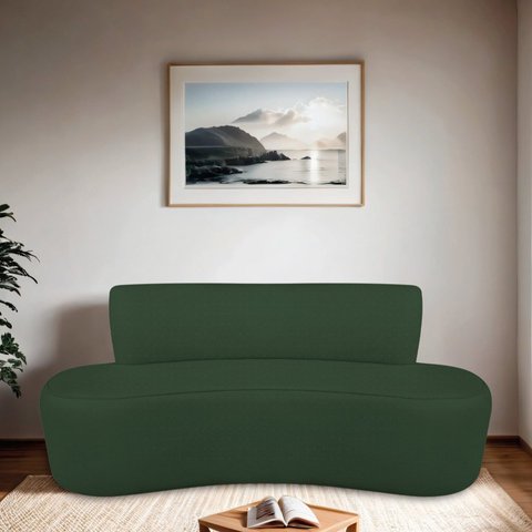Sofá Curvo Orgânico 160cm 2 Lugares Linho Antonela Verde