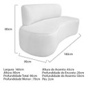 Ver imagem 3 de Sofá Curvo Orgânico 160cm 2 Lugares Bouclé Antonela Branco