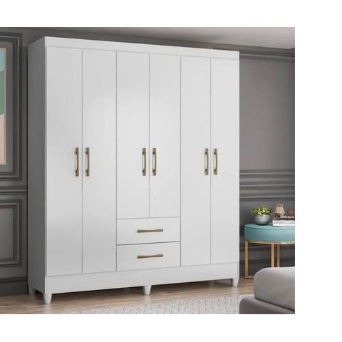 Guarda Roupa Casal Panama 6 Portas 2 Gavetas Branco - Moval