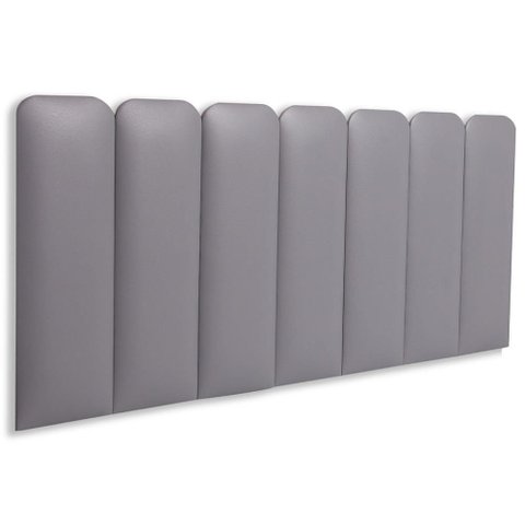 Cabeceira Casal Kit 7 Placas Modelo Arredondada - Courino Cinza