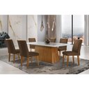 Ver imagem 1 de Conjunto: Mesa Sala Jantar Luna C/ Tampo de Vidro Canto Curvo 180x90cm e 6 Cadeiras Londrina Imbuia/