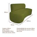 Ver imagem 3 de Sofá Curvo Orgânico 140cm 2 Lugares Linho Antonela Verde
