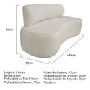 Ver imagem 3 de Sofá Curvo Orgânico 140cm 2 Lugares Bouclé Antonela