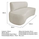Ver imagem 3 de Sofá Curvo Orgânico 140cm 2 Lugares Bouclé Antonela Bege