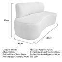 Ver imagem 3 de Sofá Curvo Orgânico 140cm 2 Lugares Bouclé Antonela Branco