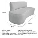 Ver imagem 3 de Sofá Curvo Orgânico 140cm 2 Lugares Bouclé Antonela Cinza