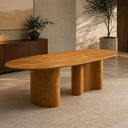 Ver imagem 1 de Mesa de Jantar 220cm MDF Oval Savana Rústica Base Orgânica Cozinha Sala ou Área Gourmet 10 Lugares