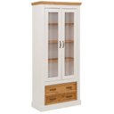 Ver imagem 4 de Cristaleira Vitrine de Madeira Maciça com 2 Gavetas | Coleção England Branco/Lavado/Cera Marrom