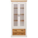 Ver imagem 5 de Cristaleira Vitrine de Madeira Maciça com 2 Gavetas | Coleção England Branco/Lavado/Cera Marrom