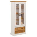 Ver imagem 2 de Cristaleira Vitrine de Madeira Maciça com 2 Gavetas | Coleção England Branco/Lavado/Cera Marrom