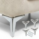 Ver imagem 1 de Pés Cromados P/ Móveis Cantoneira 13cm Kit 4 Pés C/ Parafuso