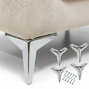 Pés Cromados P/ Móveis Cantoneira 13cm Kit 4 Pés C/ Parafuso