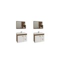 Ver imagem 1 de Kit com 2 Gabinetes Suspensos com Cuba e Espelheira Isa Marrom/Amêndoa/Branco