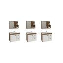 Ver imagem 1 de Kit com 3 Gabinetes Suspensos com Cuba e Espelheira Isa Marrom/Amêndoa/Branco