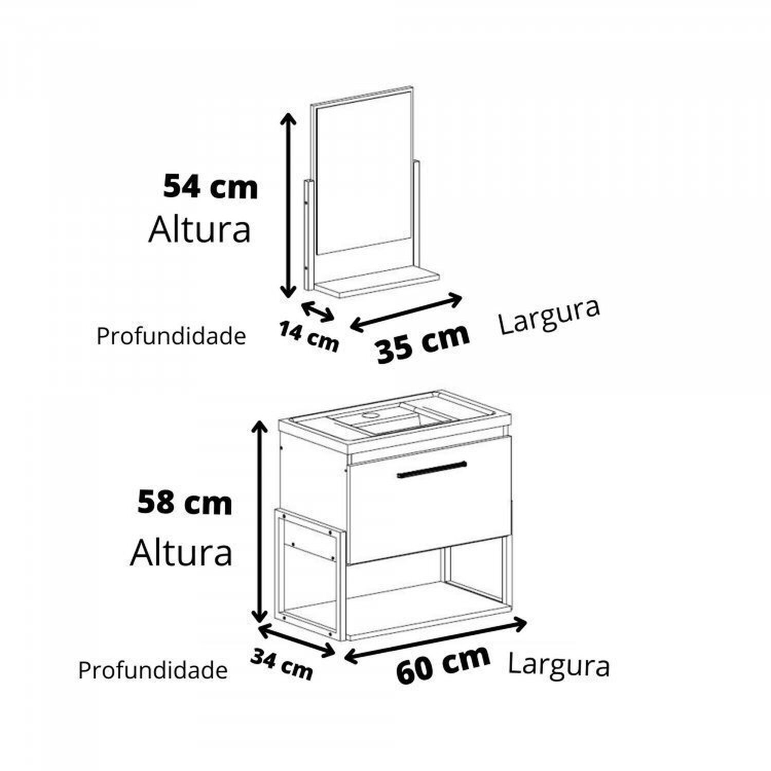 Kit com 2 Gabinetes para Banheiro com Cuba e Espelheira Istambul - 3