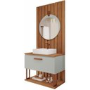 Ver imagem 4 de Kit com 2 Gabinetes Suspensos com Cuba 60cm Mari Espresso Móveis Cinza/Pistache