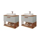 Ver imagem 1 de Kit com 2 Gabinetes Suspensos com Cuba 60cm Mari Espresso Móveis Cinza/Pistache