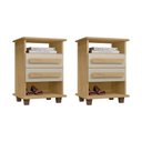 Ver imagem 1 de Kit 2 Mesas de Cabeceira Turim 2 Gavetas Cinamomo/off White