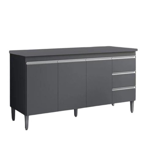 Balcão de Cozinha Andréia 160cm Cinza + Tampo - AJL Móveis