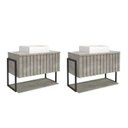 Ver imagem 1 de Kit com 2 Gabinetes para Banheiro com Cuba 85cm MDF Helsing Cinza/Titanium