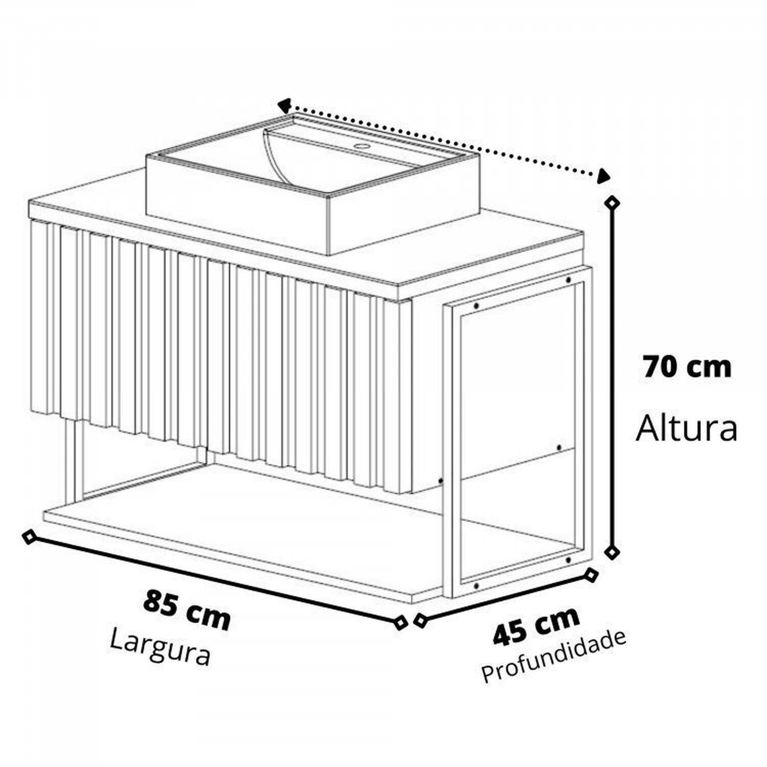 Kit com 2 Gabinetes para Banheiro com Cuba 85cm Mdf Helsing - 3