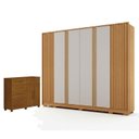 Ver imagem 1 de Guarda Roupa Casal Evo 6 Portas Cinamomo e Off-white com Cômoda São Paulo 6 Gavetas 2 Portas Cinamom
