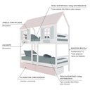 Ver imagem 5 de Beliche Casinha Bela com 2 Gavetas Rosa - Madeira Maciça Branco/rosa/verde | Housin